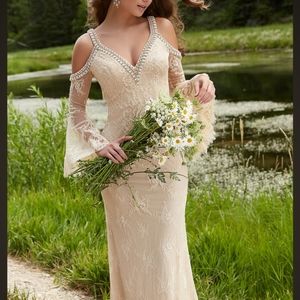 Gorgeous Lace Nude Evening Gown